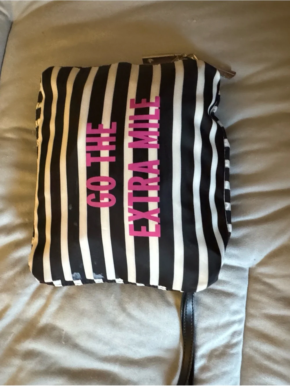 kate spade Watson Lane Lyla Black & White Stripes Nylon Packable Weekender Bag